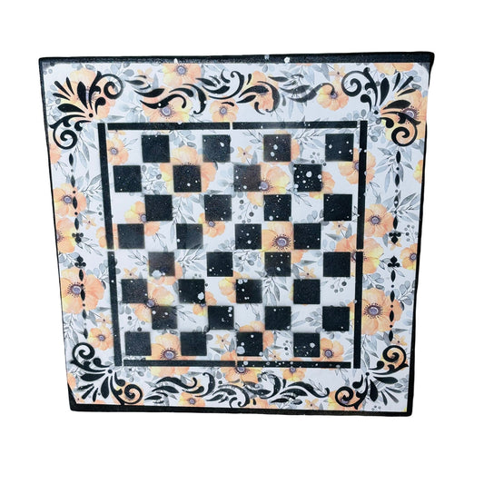 Yellow Flowered Simplicity - Scrapbook Chess Board