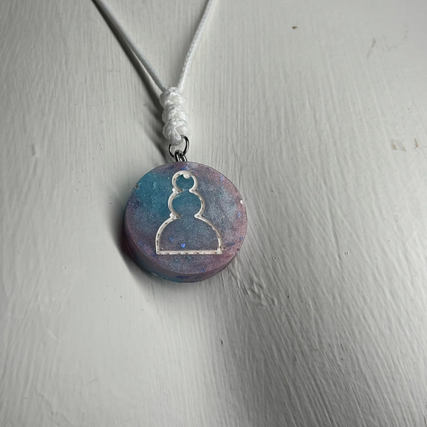 Blue Mixed Pawn - Handmade Resin Chess Necklace