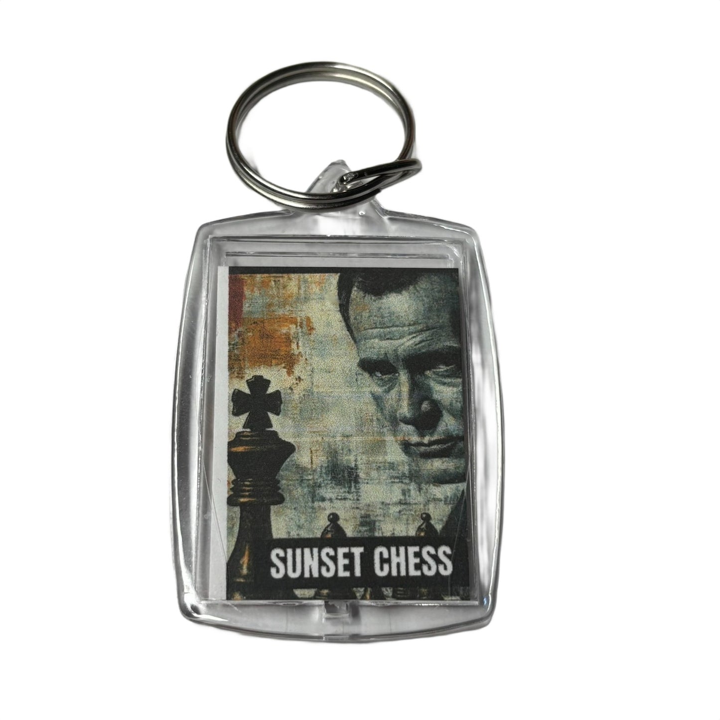 Strategic Man - Sunset Chess Photo Keychain