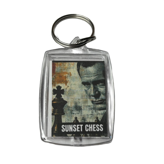 Strategic Man - Sunset Chess Photo Keychain