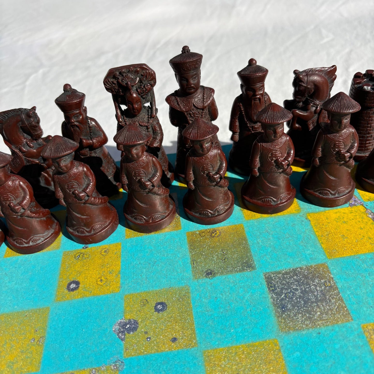 Yellow & Light Blue - Chinese Edition Chess Set