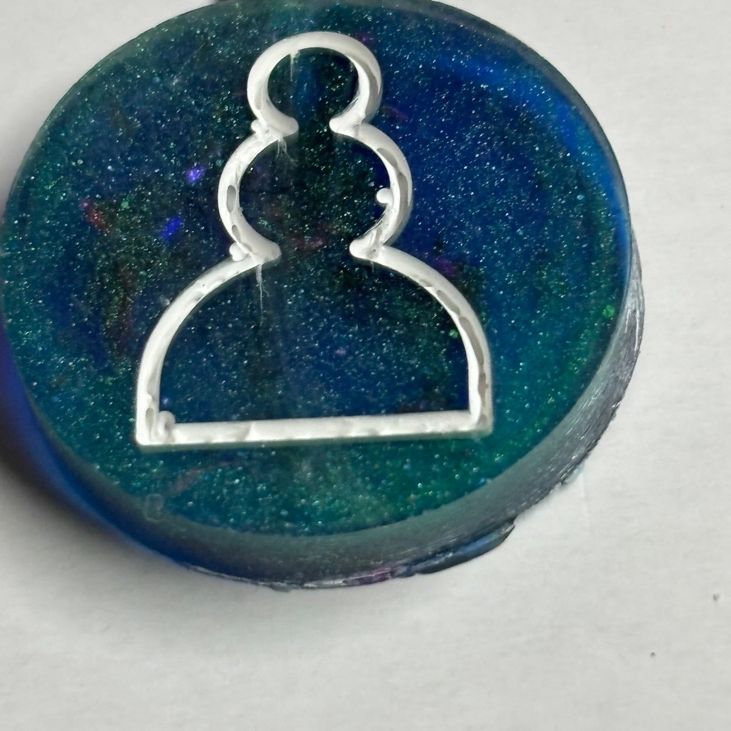 Navy Blue Green Pawn - Handmade Resin Keychain - Flat Edition