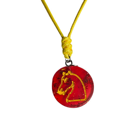 Red Cherry Knight - Handmade Resin Chess Necklace