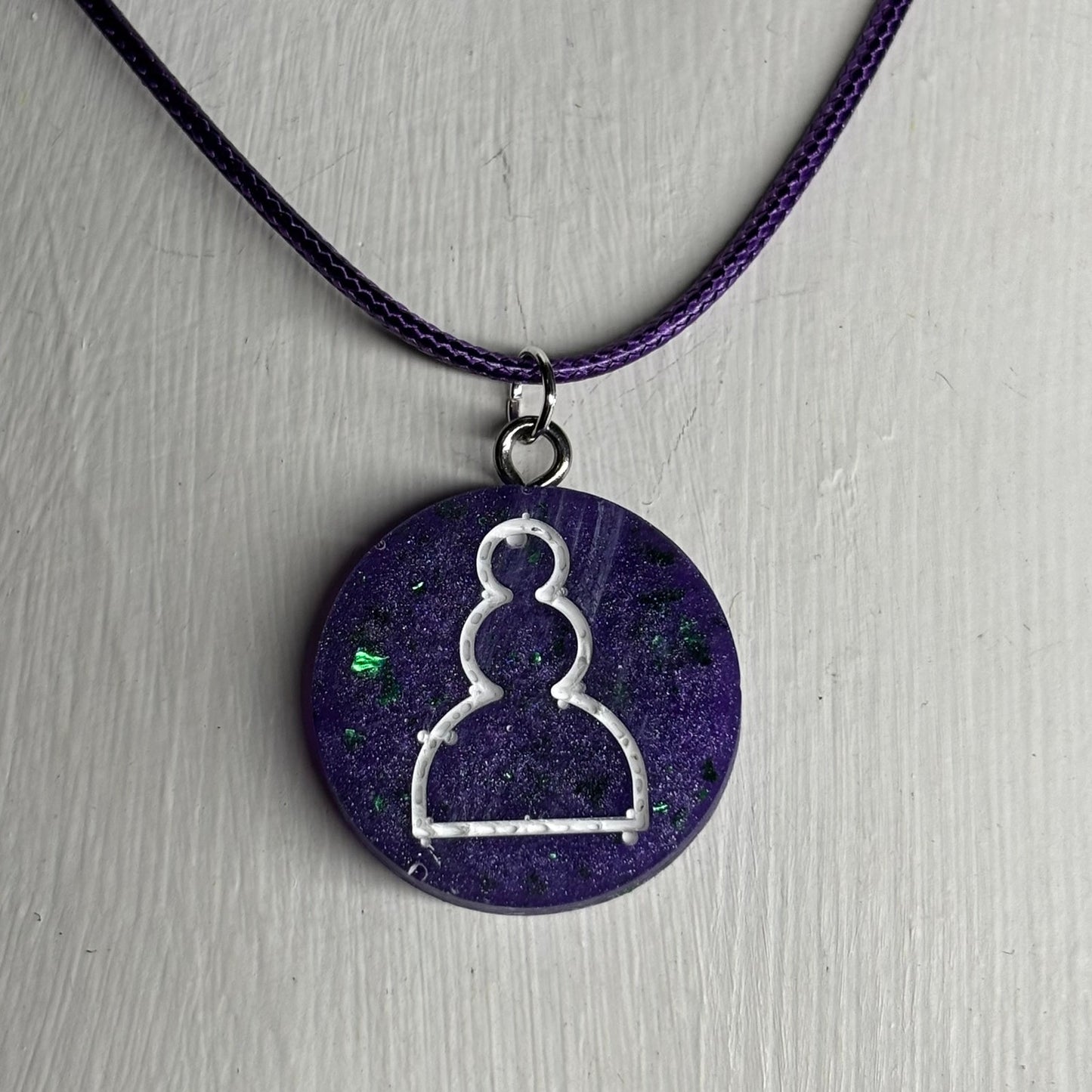 Purple Crystal Pawn - Handmade Resin Chess Necklace