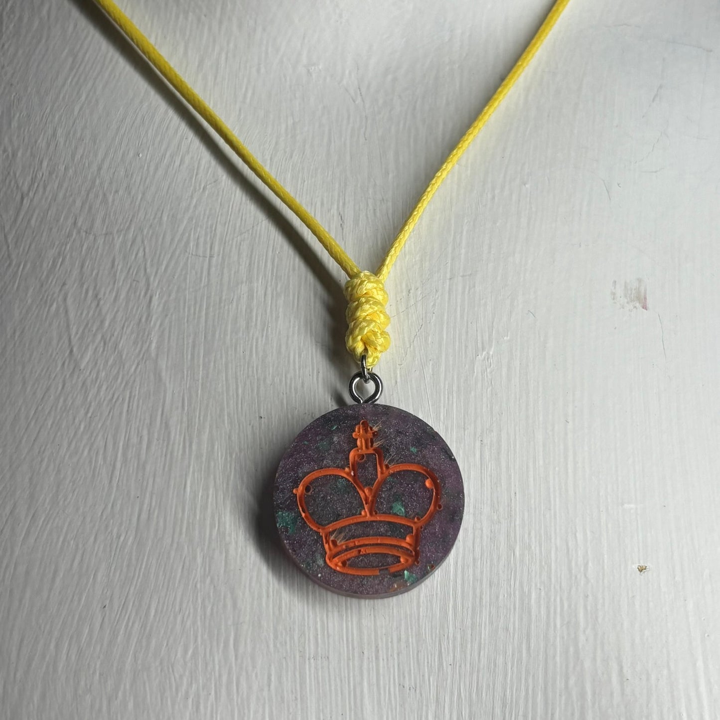Purple Spaz King - Handmade Resin Chess Necklace