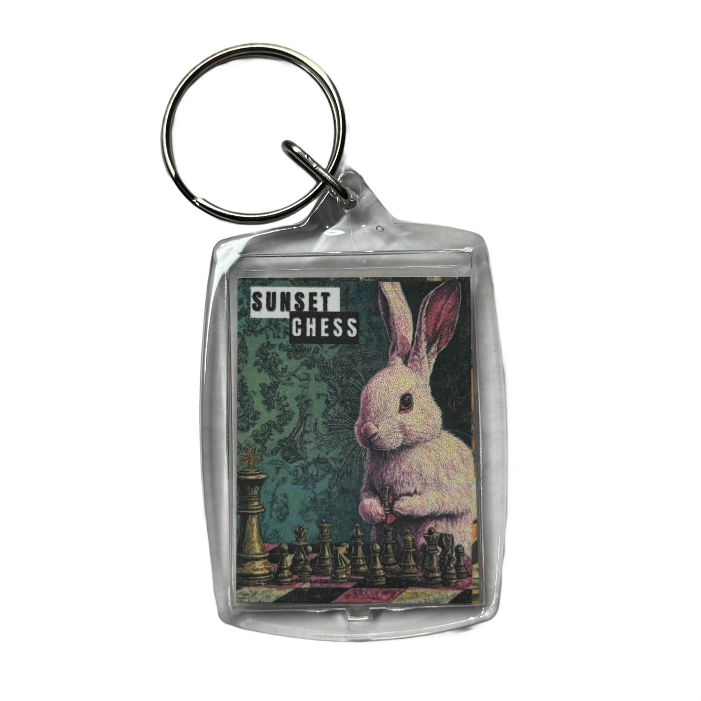 Pink Bunny - Chess  Photo Keychain