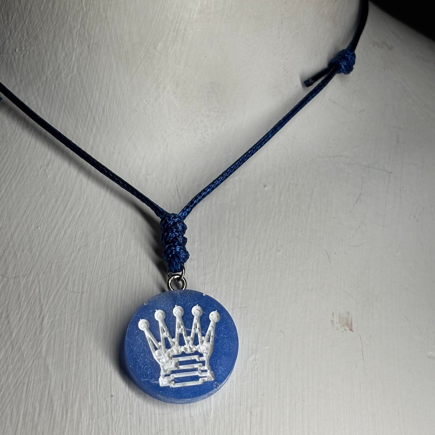 Blue Queen - Handmade Resin Chess Necklace