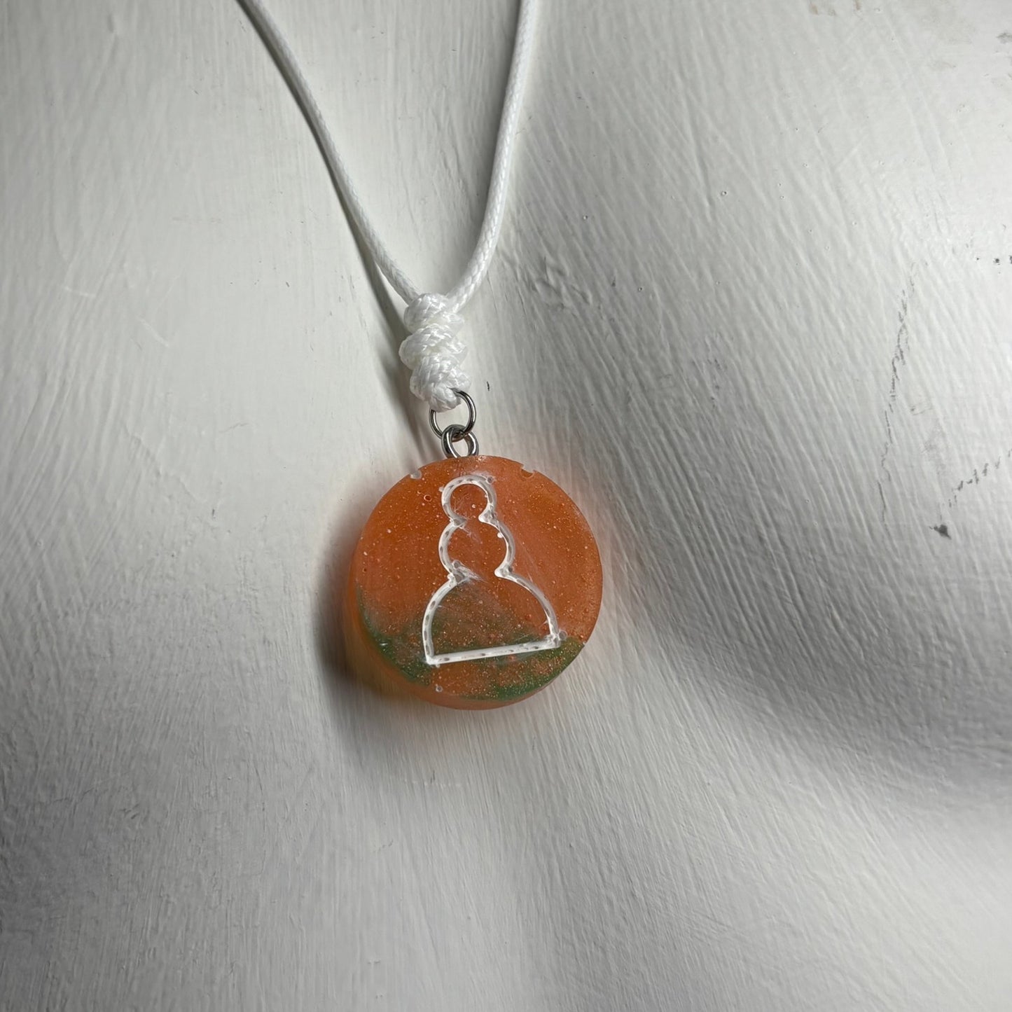 Orange Pawn - Handmade Resin Chess Necklace