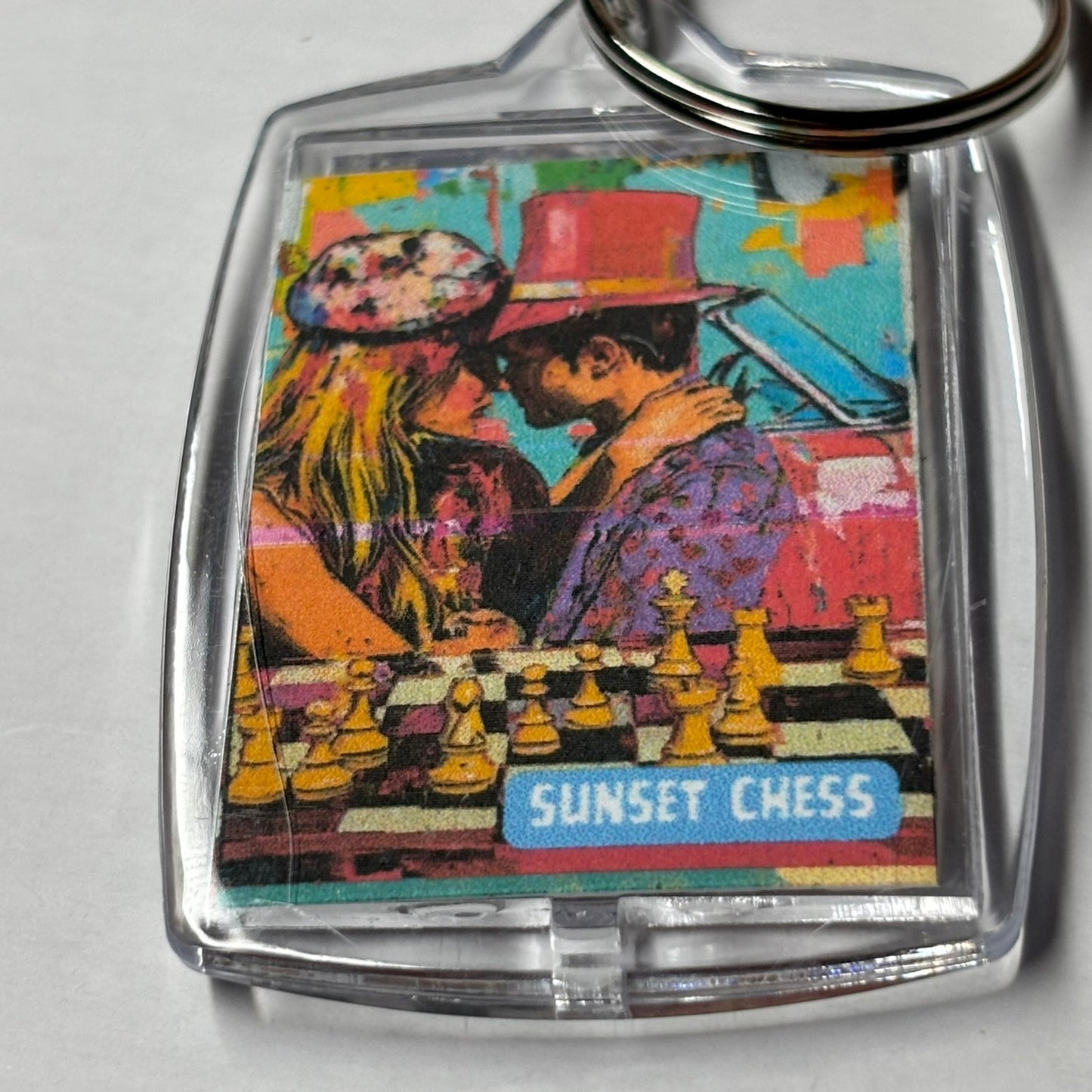 Love & Chess - Sunset Chess Photo Keychain