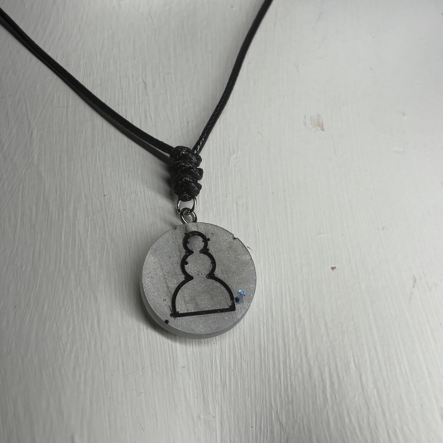 Silver Pawn - Handmade Resin Chess Necklace