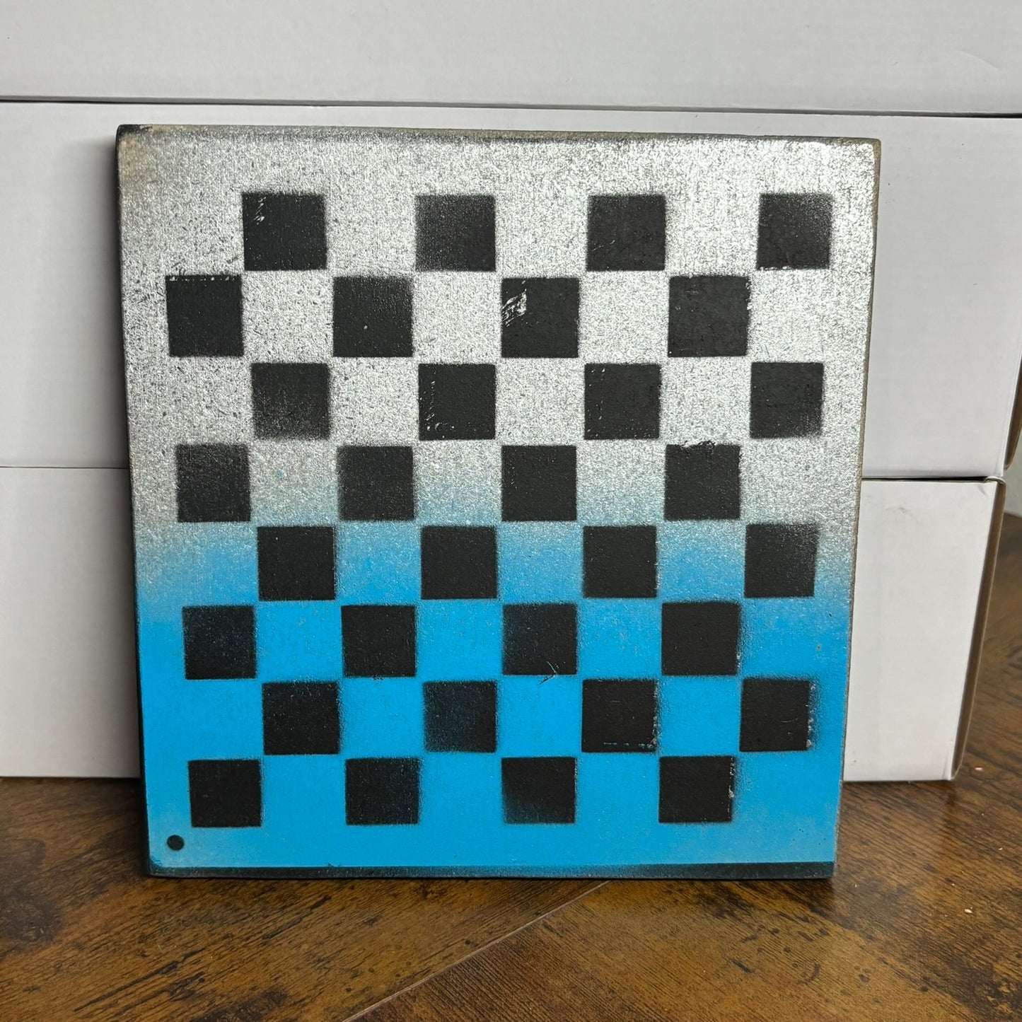 White & Blue - Painted Double Sided Chess Board