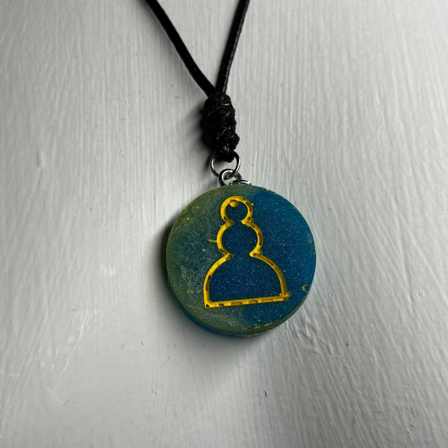 Blue Pawn - Handmade Resin Chess Necklace