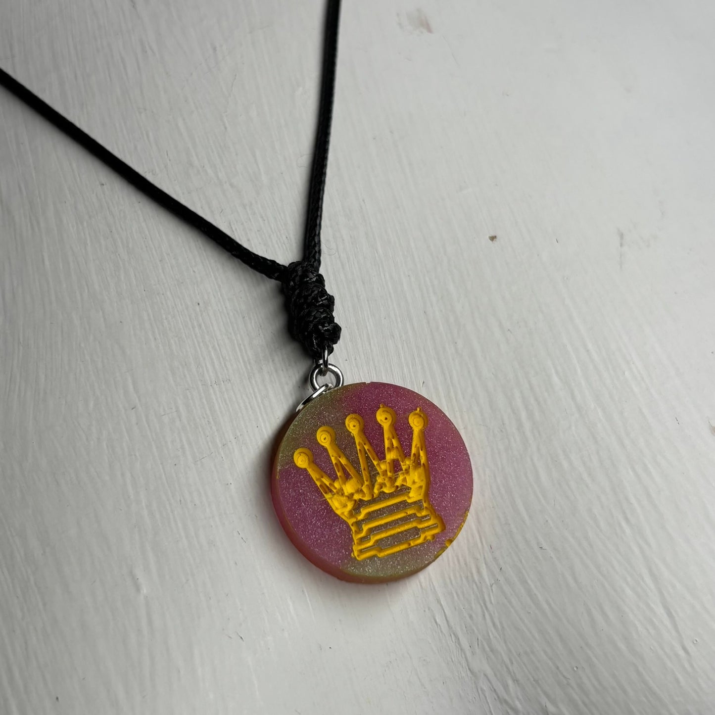 Pink Blush Queen - Handmade Resin Chess Necklace