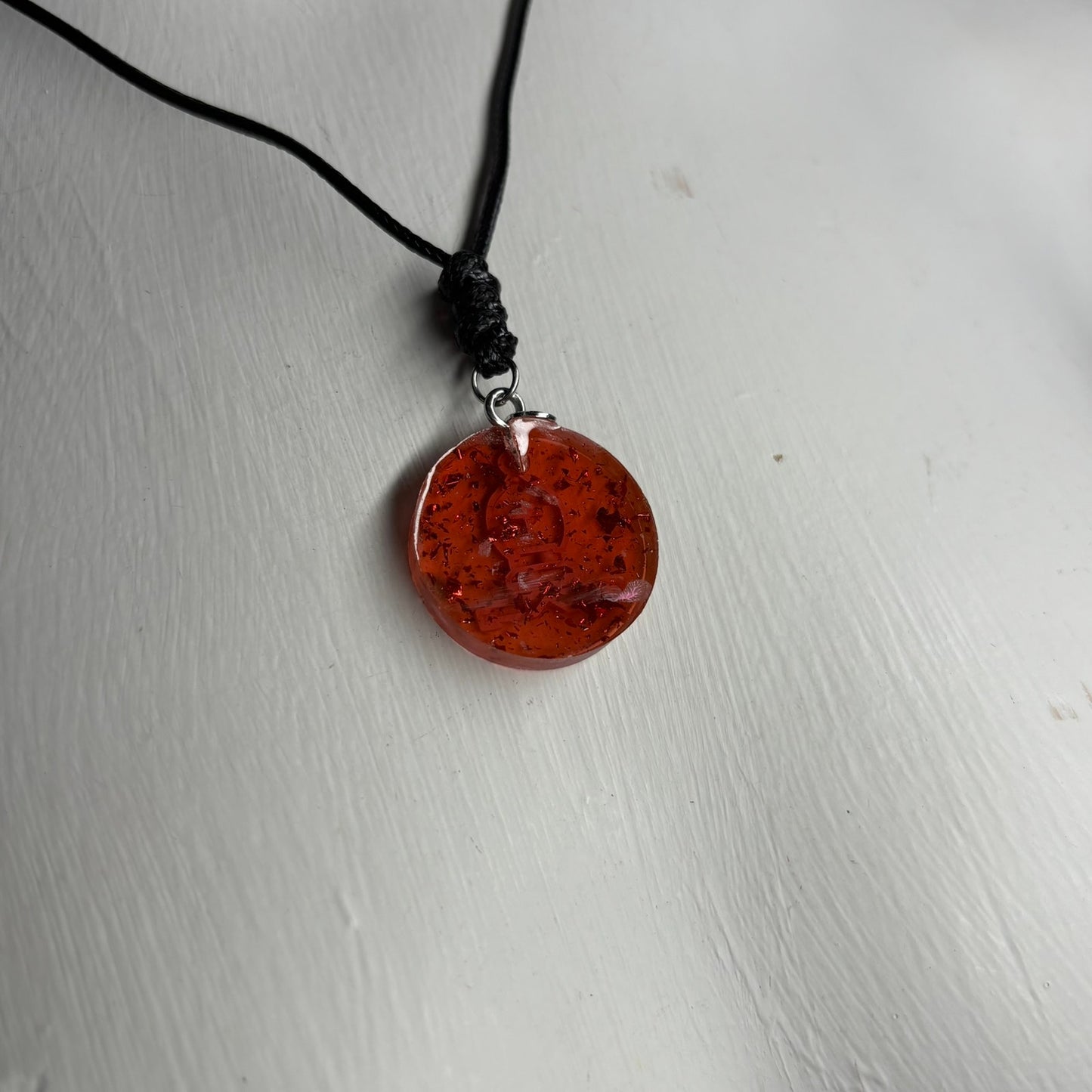 Spatted Pink Bishop - Handmade Resin Chess Necklace