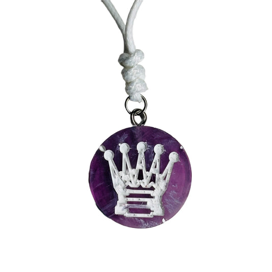 Purple Queen - Handmade Resin Chess Necklace - Flat Edition
