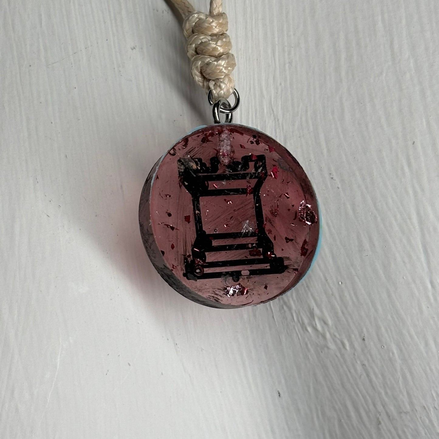 Violet Cream Rook - Handmade Resin Chess Necklace