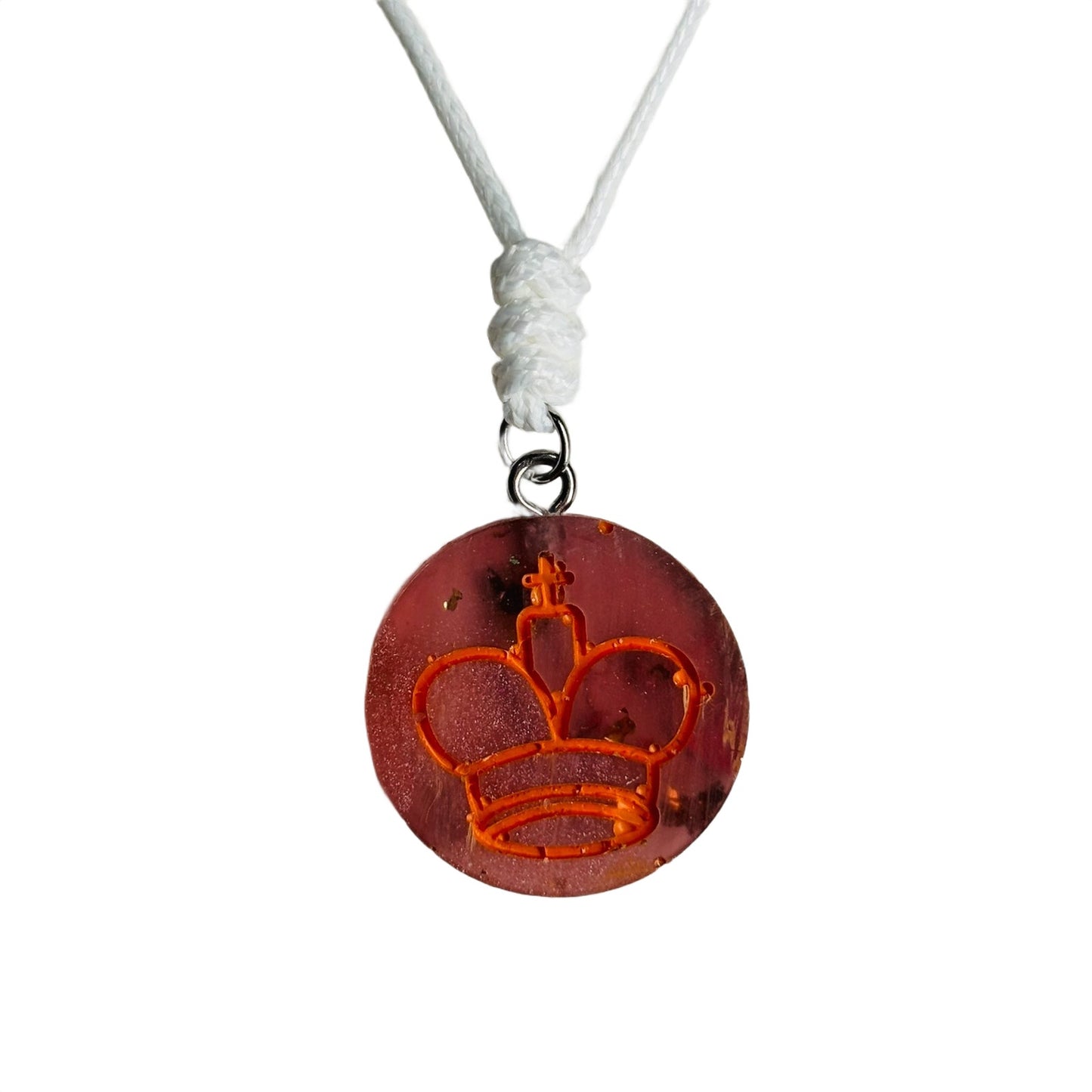 Burning Orange King - Handmade Resin Chess Necklace