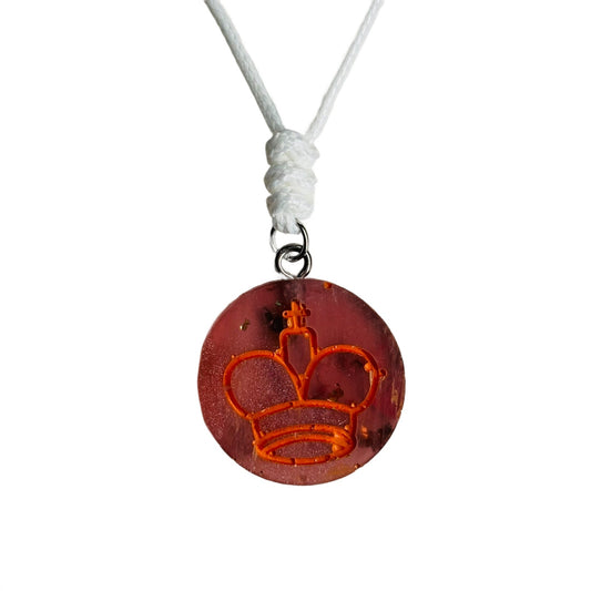 Burning Orange King - Handmade Resin Chess Necklace