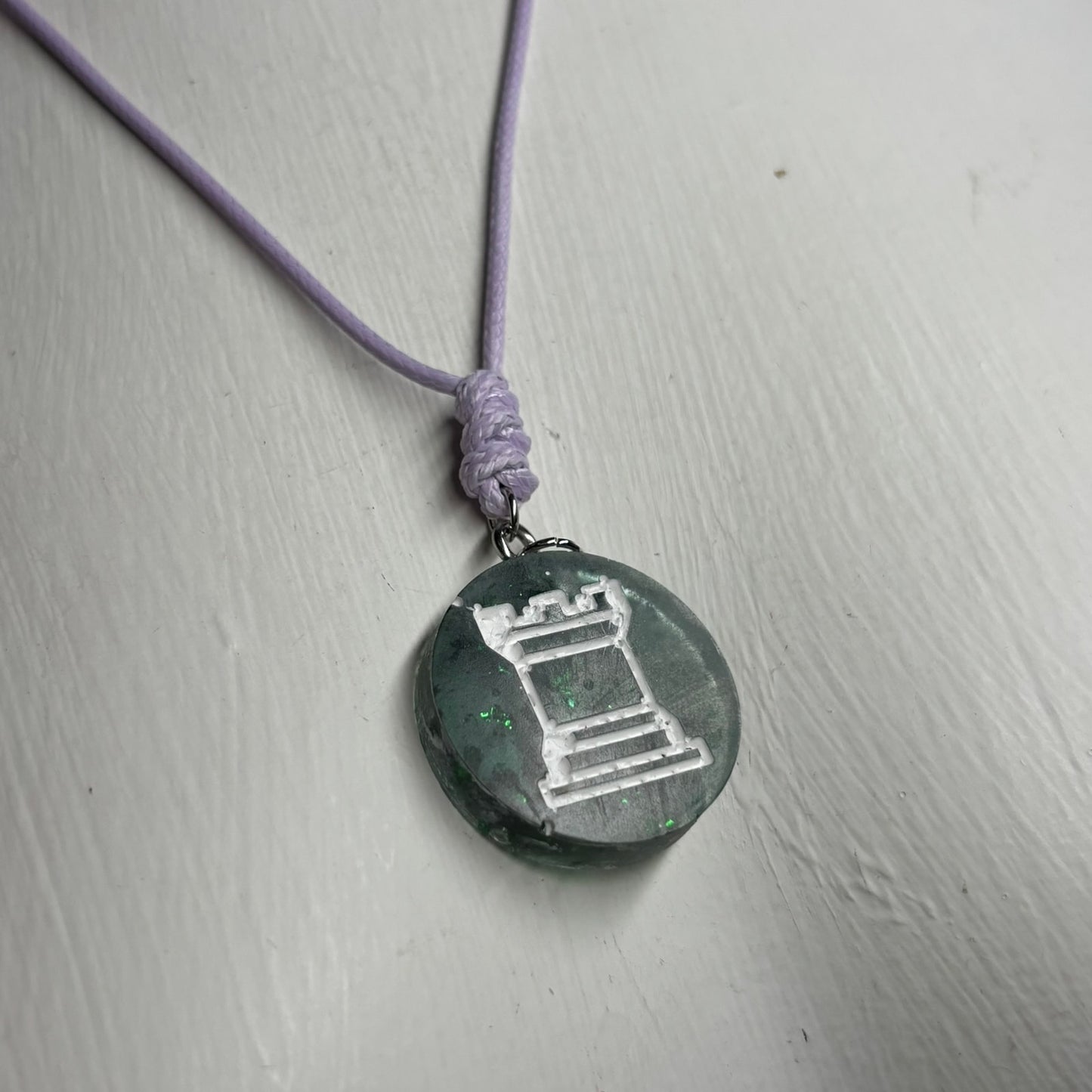 Crystal Green Rook - Handmade Resin Chess Necklace