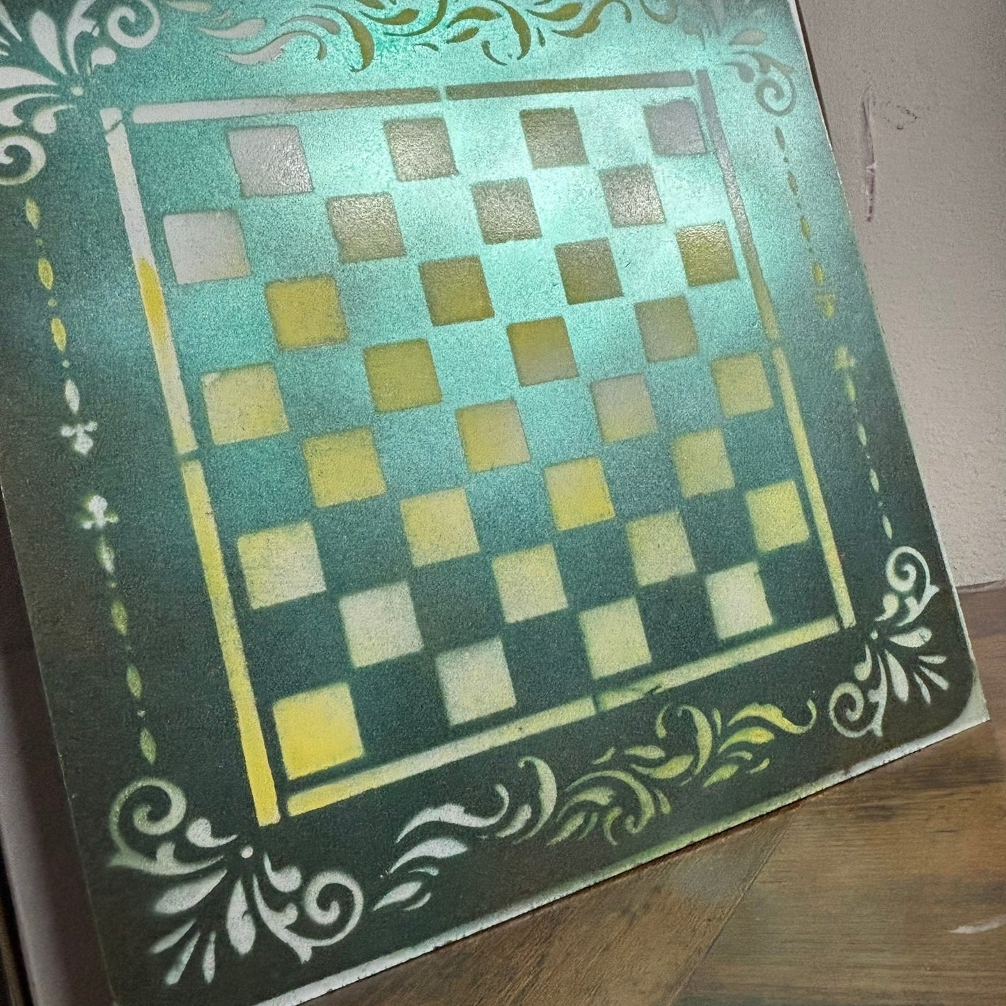 Metallic Green - Painted Chess Board