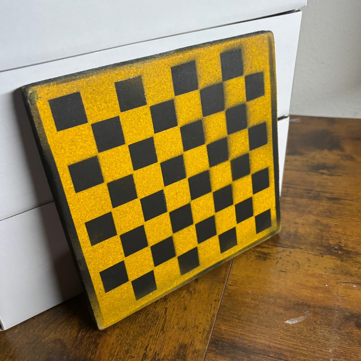 Yellow & Black - Painted Double Sided Chess Board