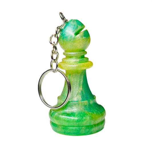 Lime Green Bishop Swirl - Handmade Resin Keychain - Large Edition