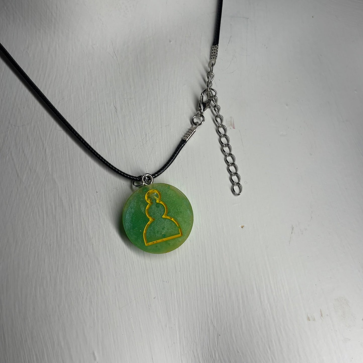 Green Forest Pawn - Handmade Resin Chess Necklace