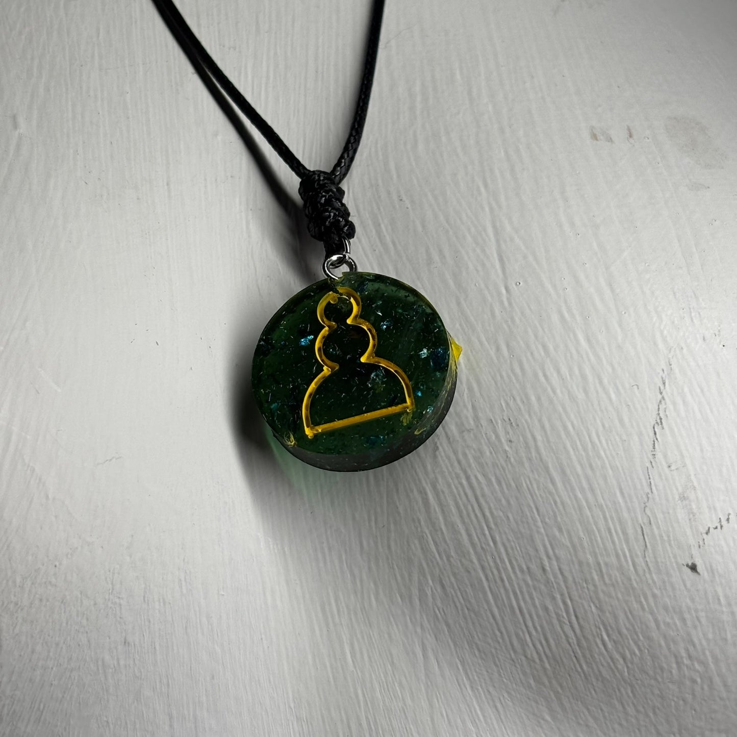 Dark Green Forest Pawn - Handmade Resin Chess Necklace