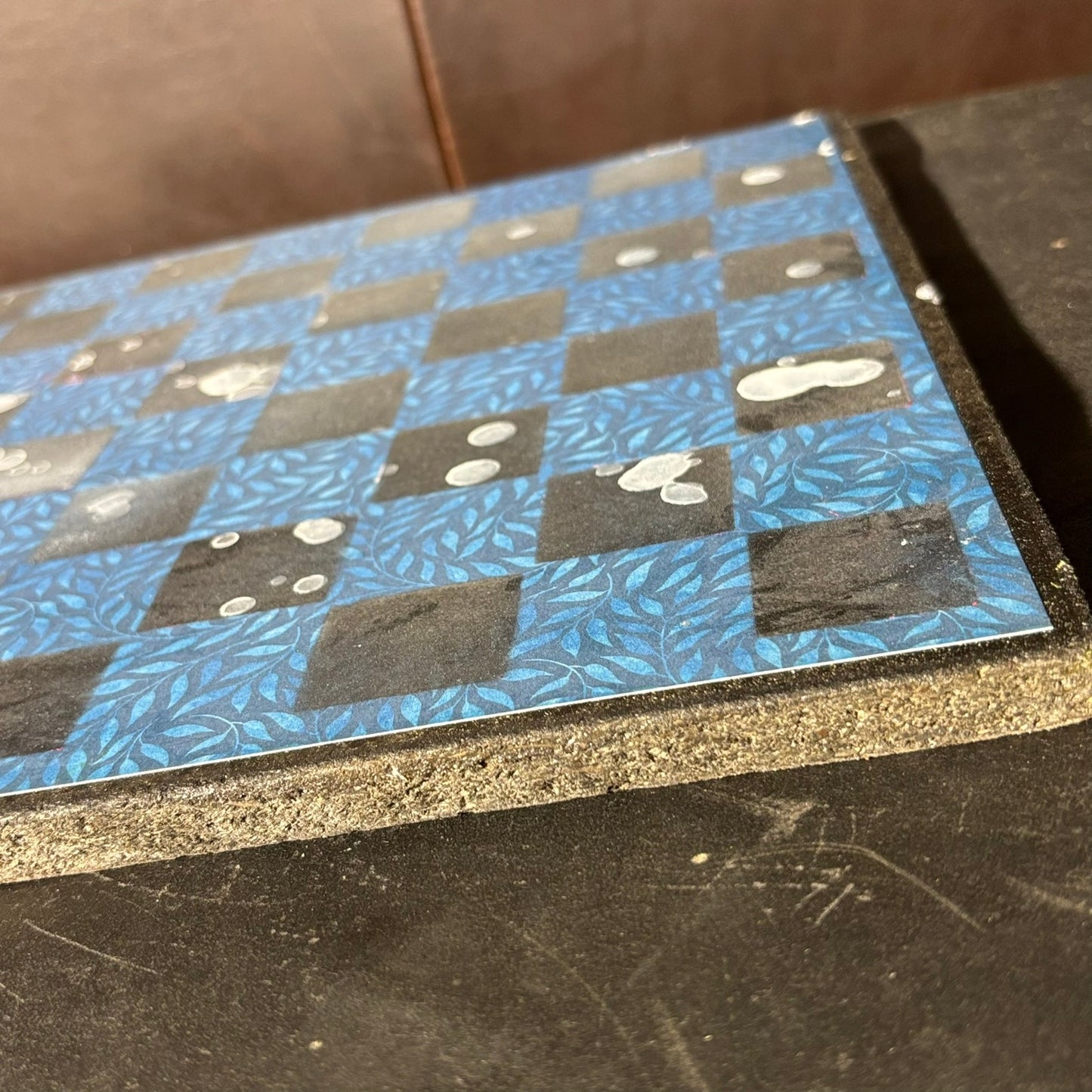 Blue Leaves - Scrapbook Chess Board