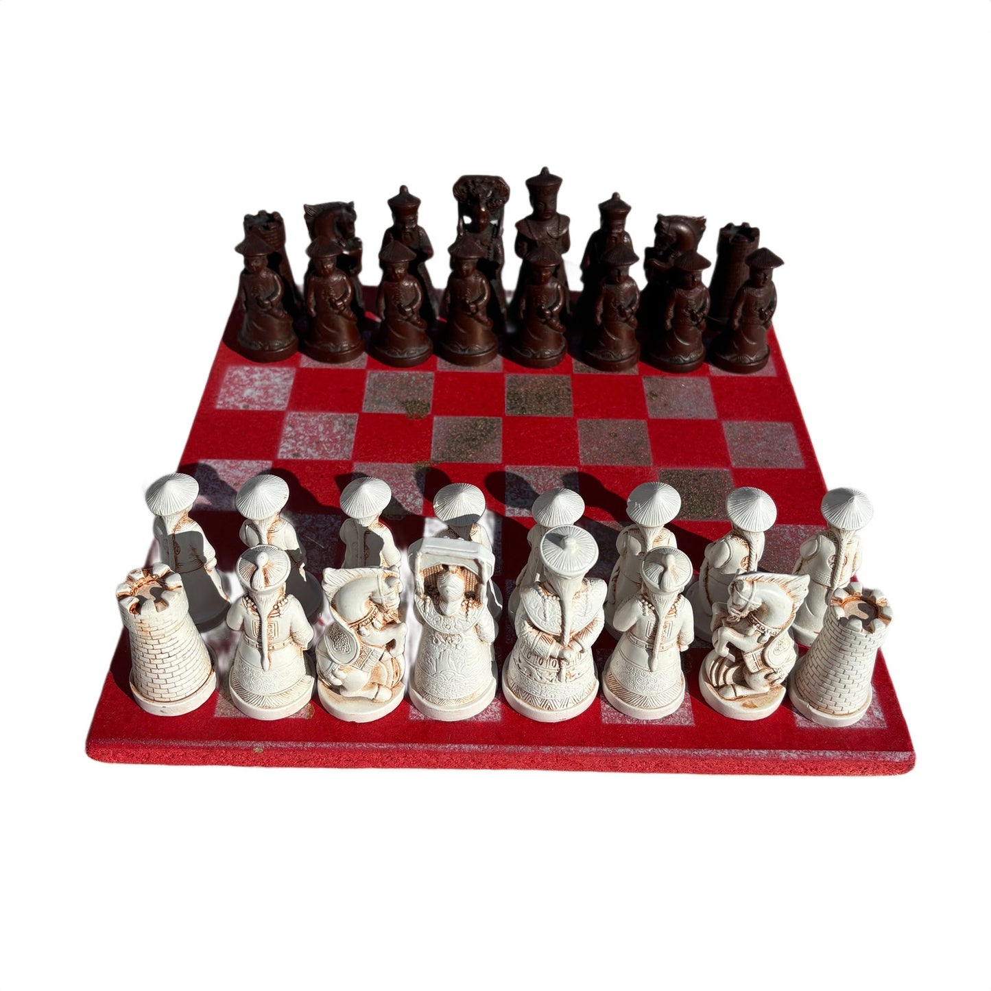 Red & White Gold Hue - Chinese Edition Chess Set