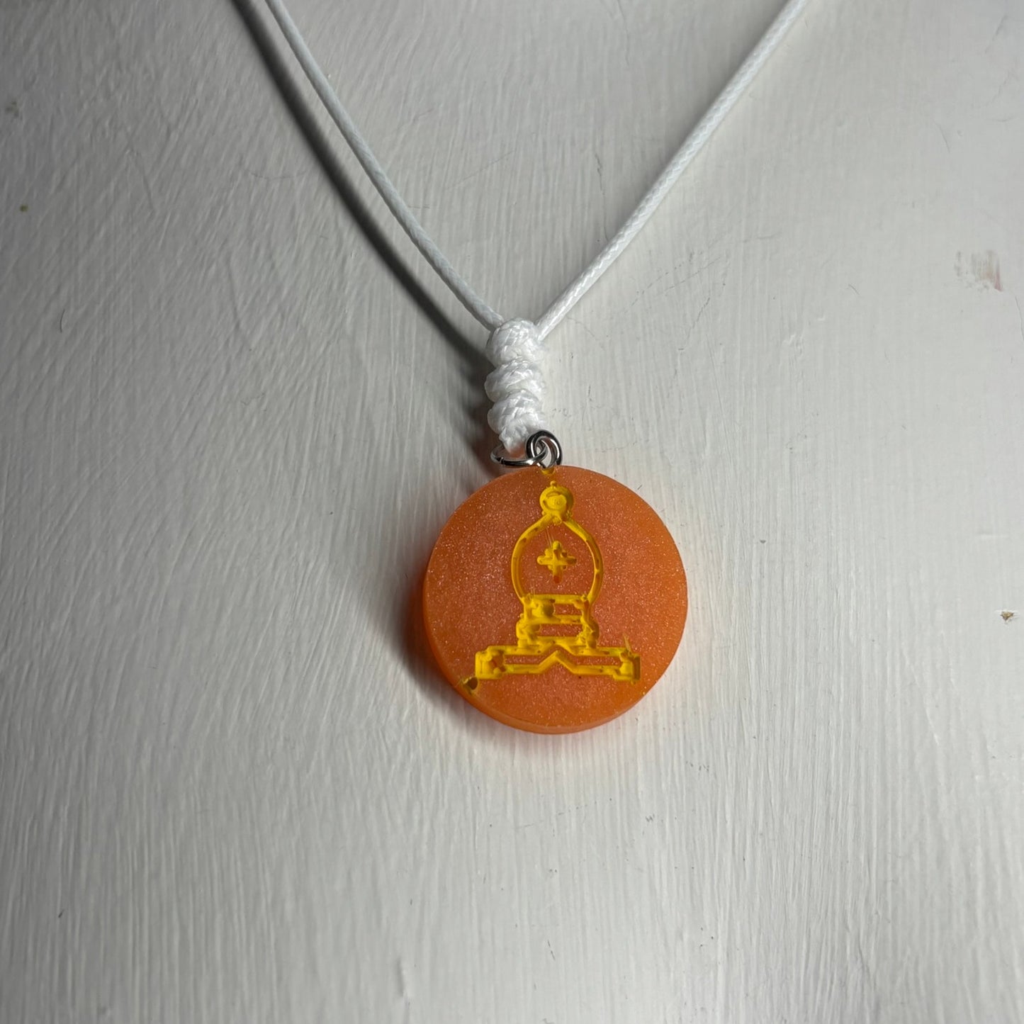 Orange Bishop - Handmade Resin Chess Necklace