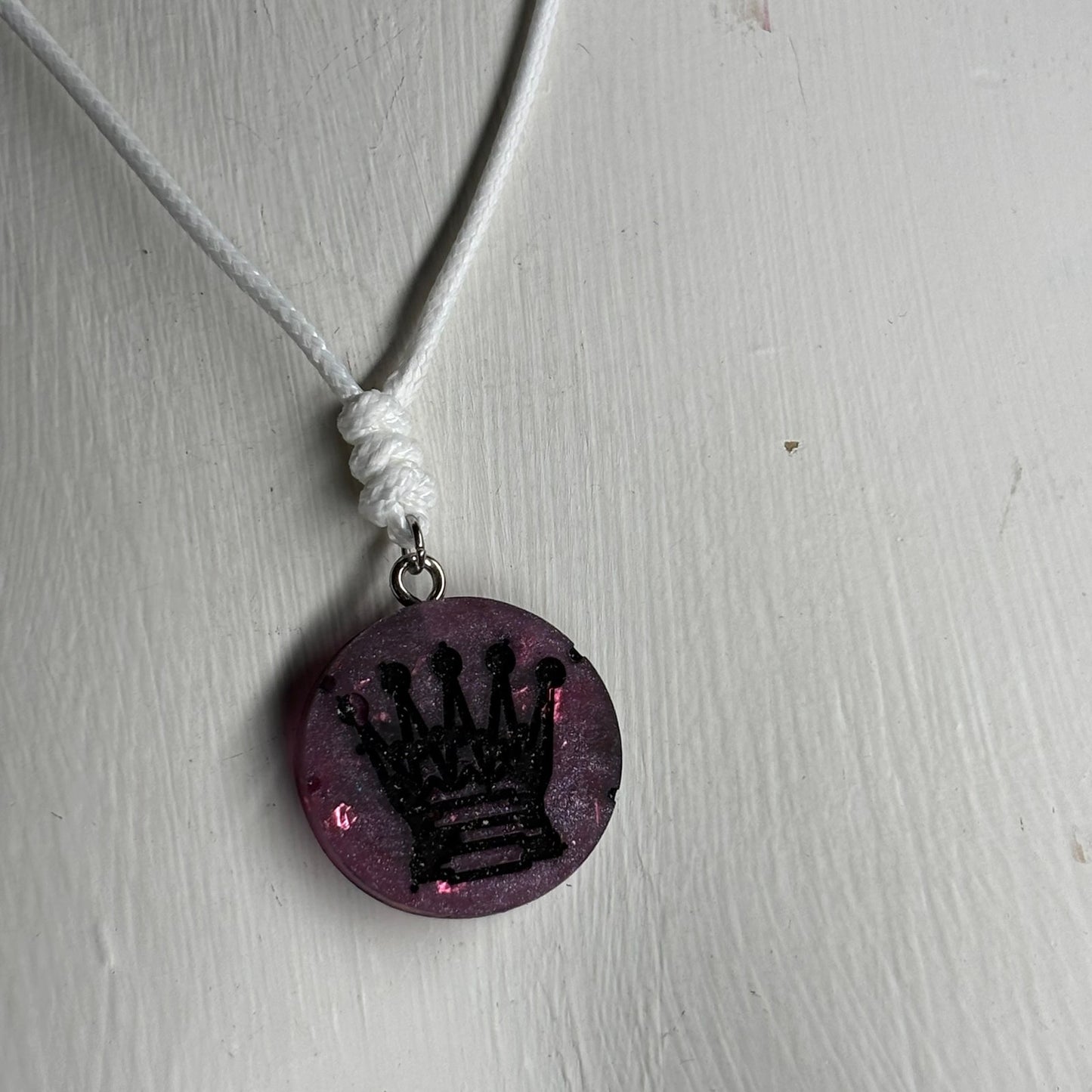 Dark Purple Queen - Handmade Resin Chess Necklace
