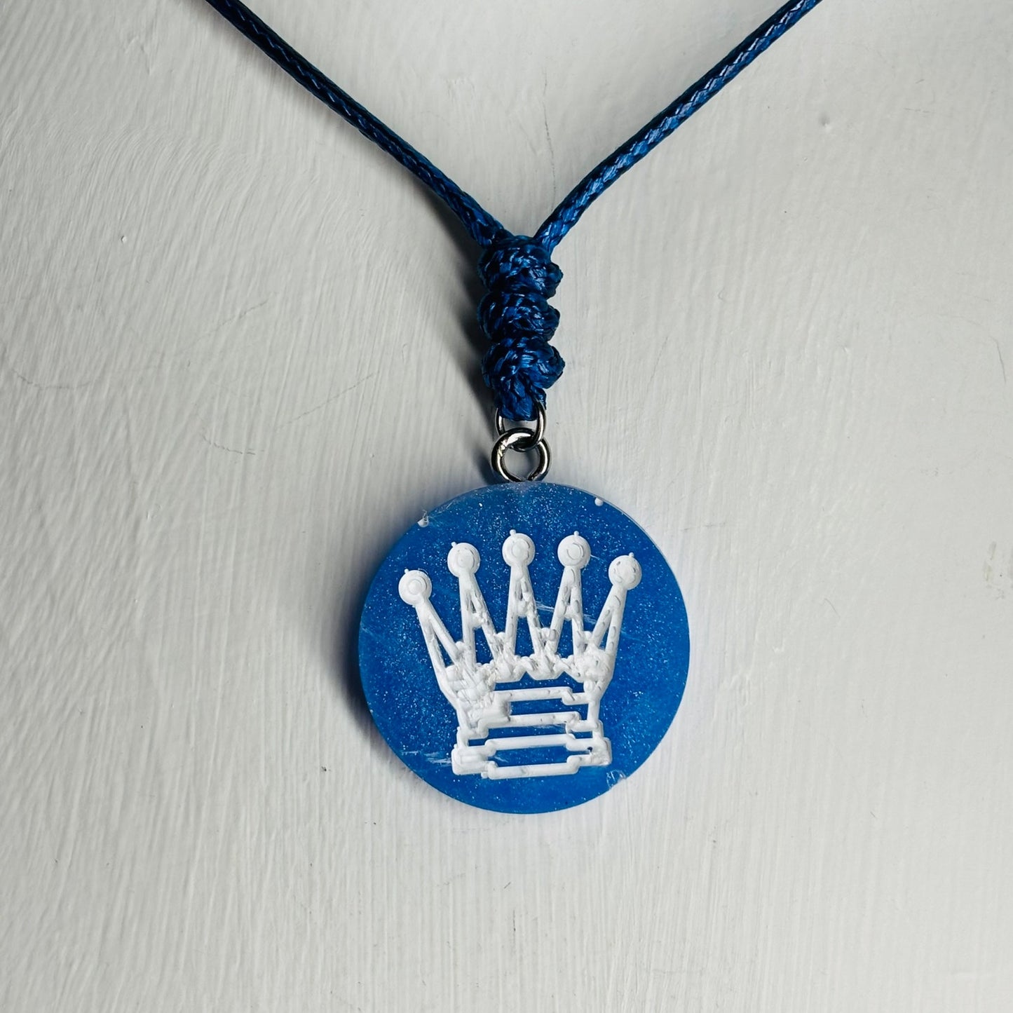 Blue Queen - Handmade Resin Chess Necklace