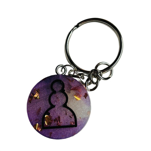 Purple White Pawn - Handmade Resin Keychain