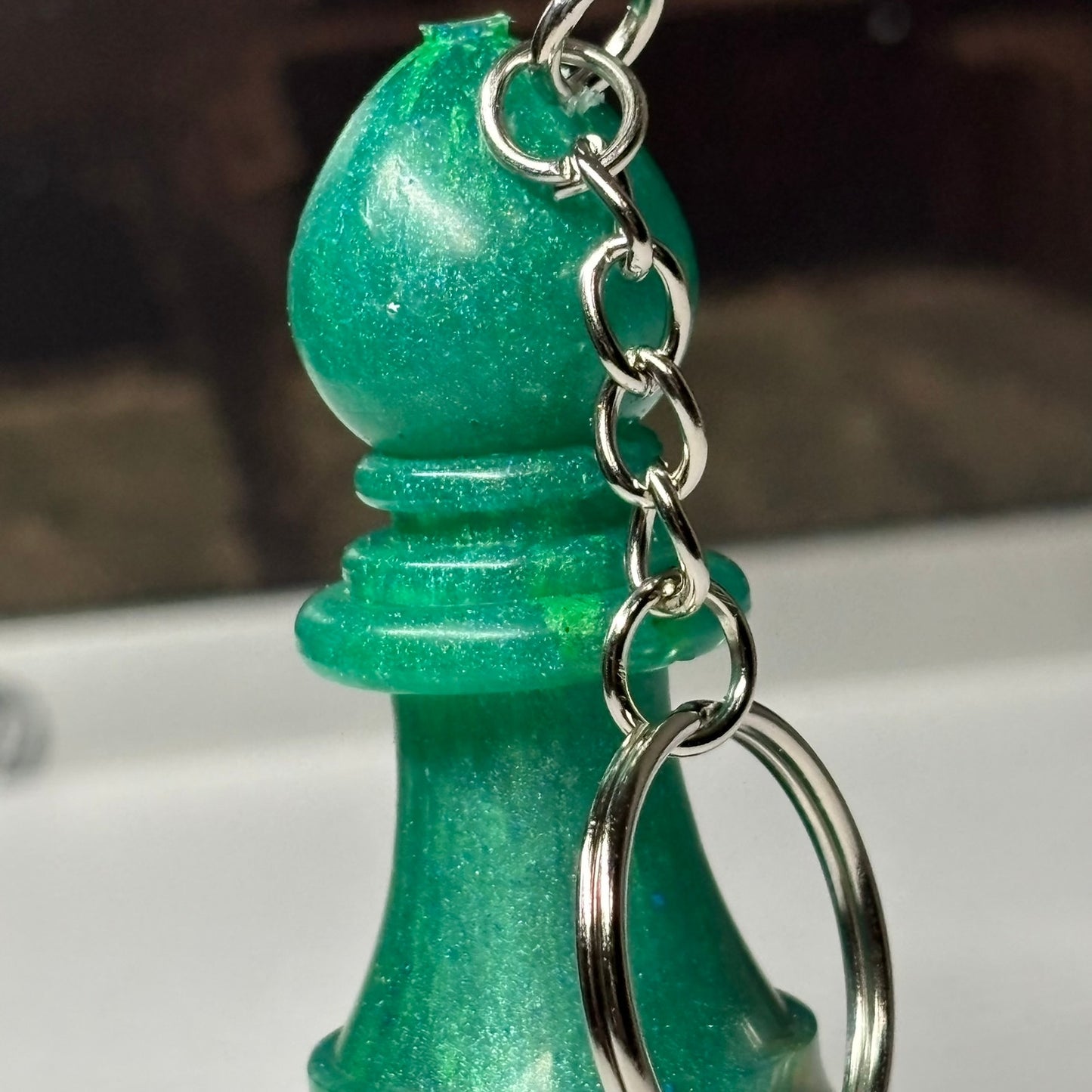 Royal Green Bishop - Handmade Resin Keychain - Large Edition