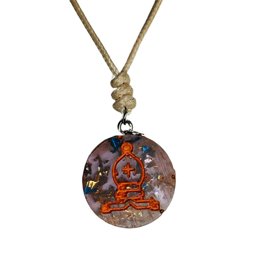Crystal Vintage Bishop - Handmade Resin Chess Necklace