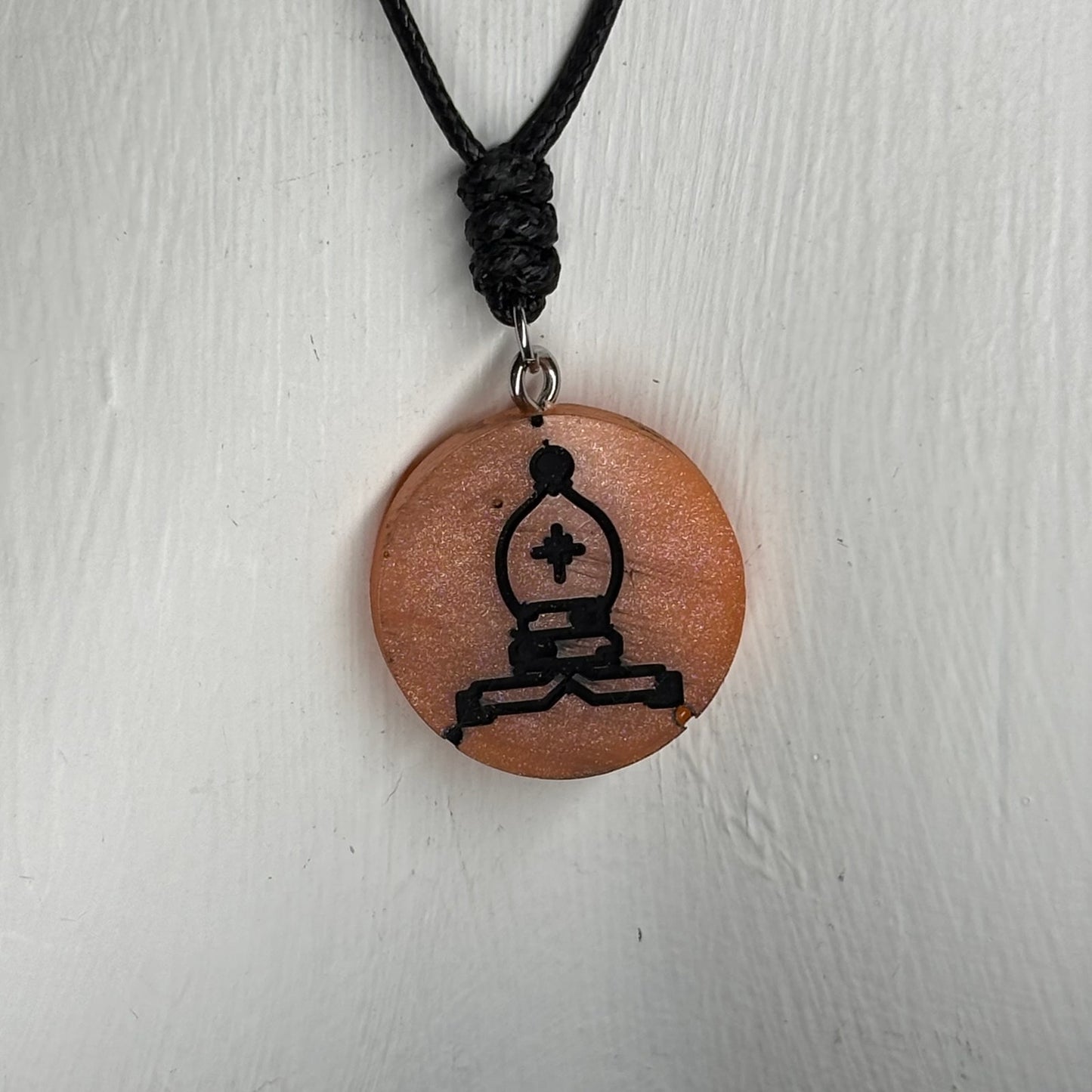 Orange Bishop - Handmade Resin Chess Necklace