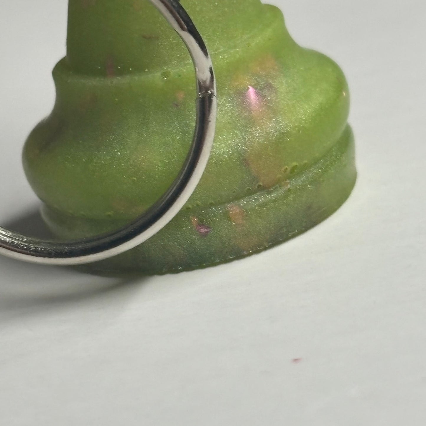 Green Pink Sparkle King - Handmade Resin Keychain