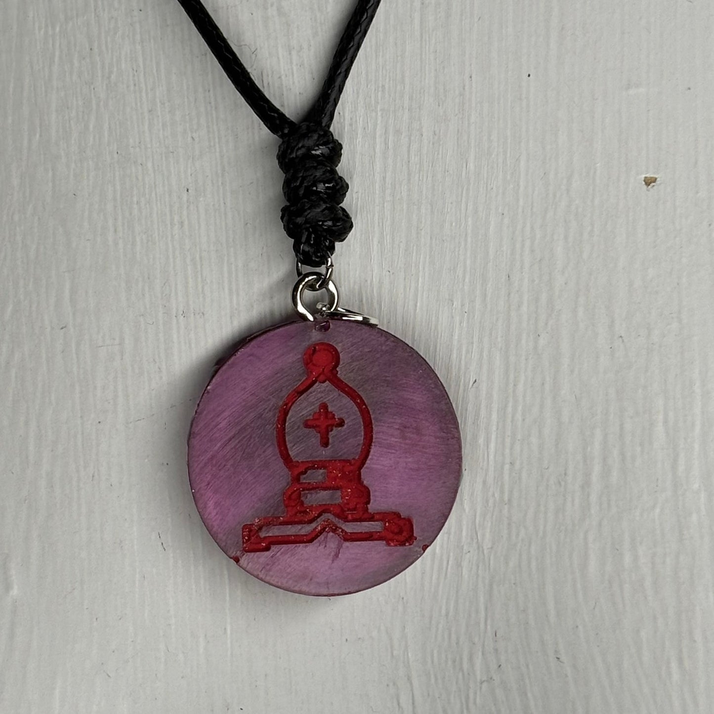 Translucent Bishop - Handmade Resin Chess Necklace