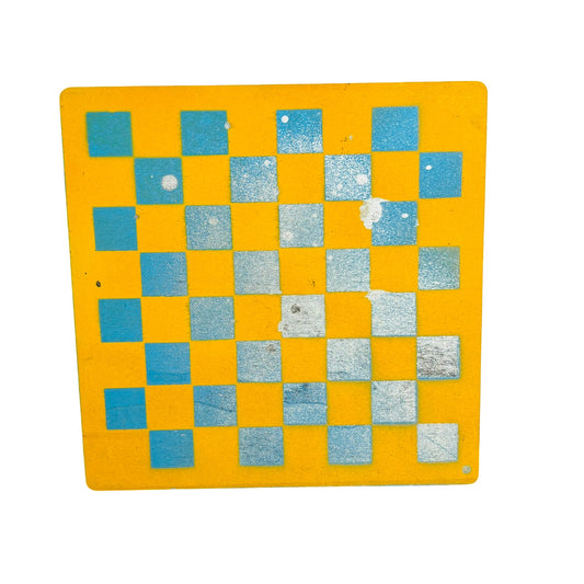 Yellow & Blue - Painted Thin Wooden Chess Board