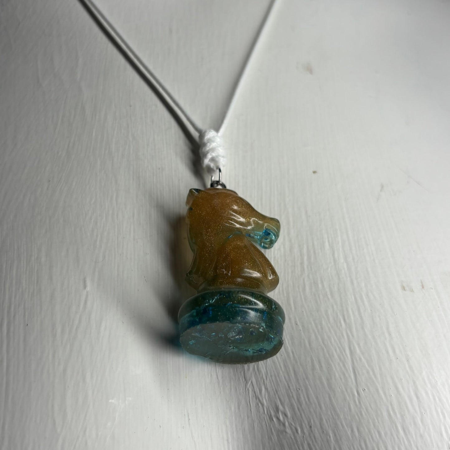 Royal Brown/Green Knight - Handmade Resin Chess Necklace