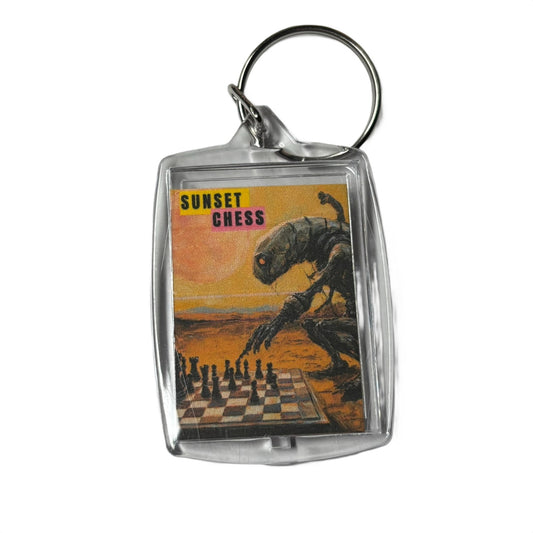 Aliens And Chess Oh My! - Sunset Chess Photo Keychain