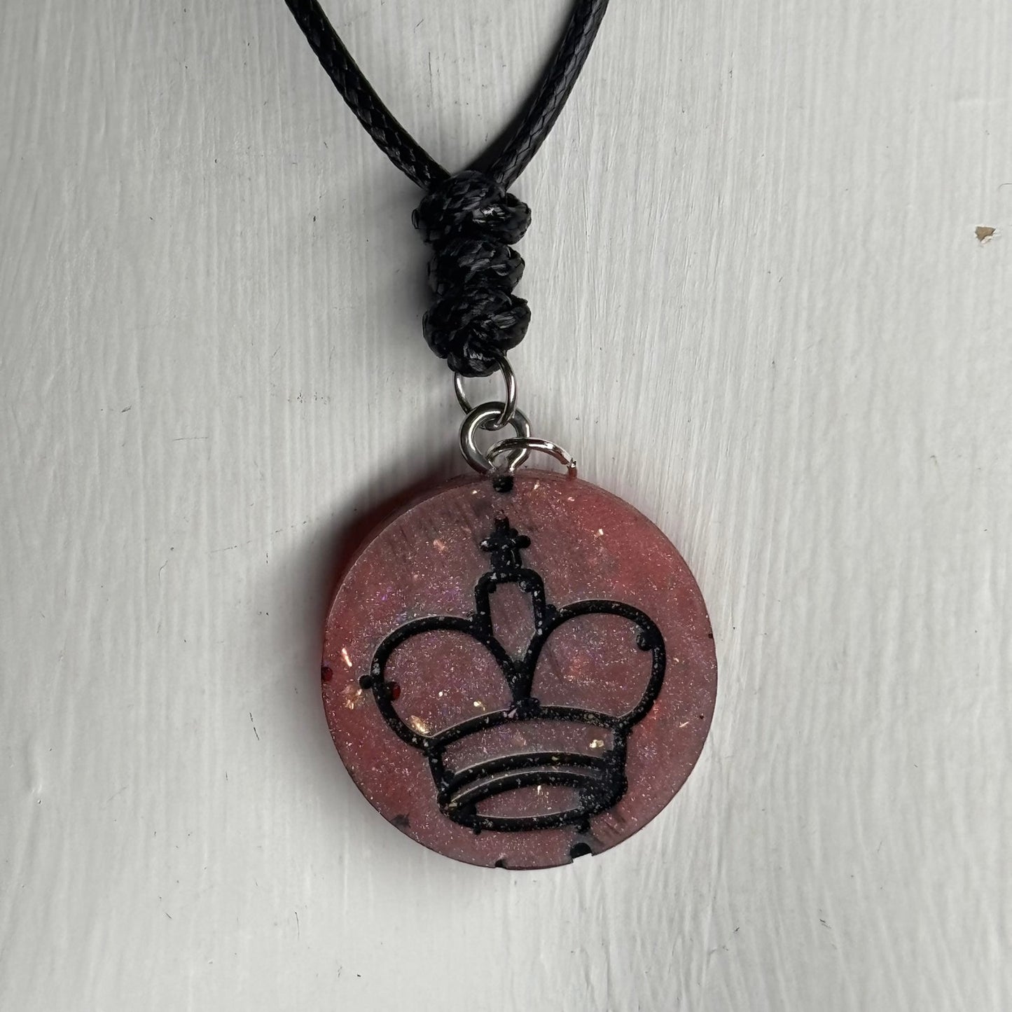 Fading Red Crystal King - Handmade Resin Chess Necklace