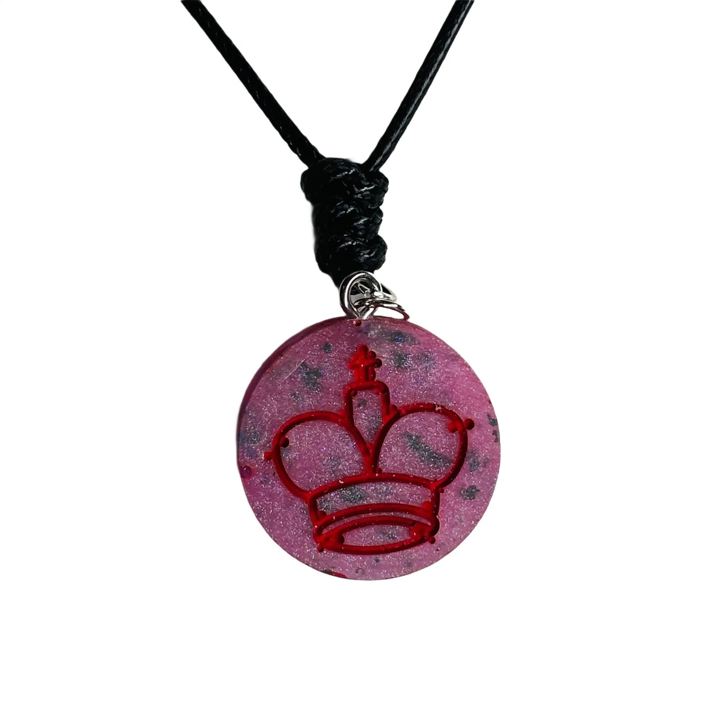 Purple Spotted King - Handmade Resin Chess Necklace
