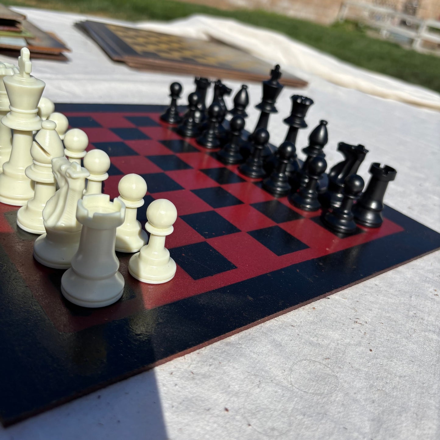 Wine Red- Painted Chess Set