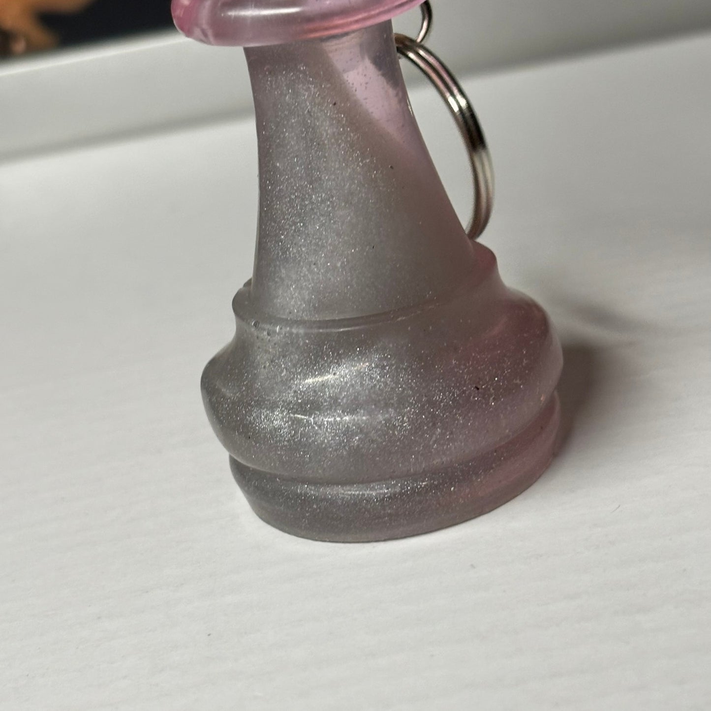 White Pink King - Handmade Resin Keychain - Large Edition