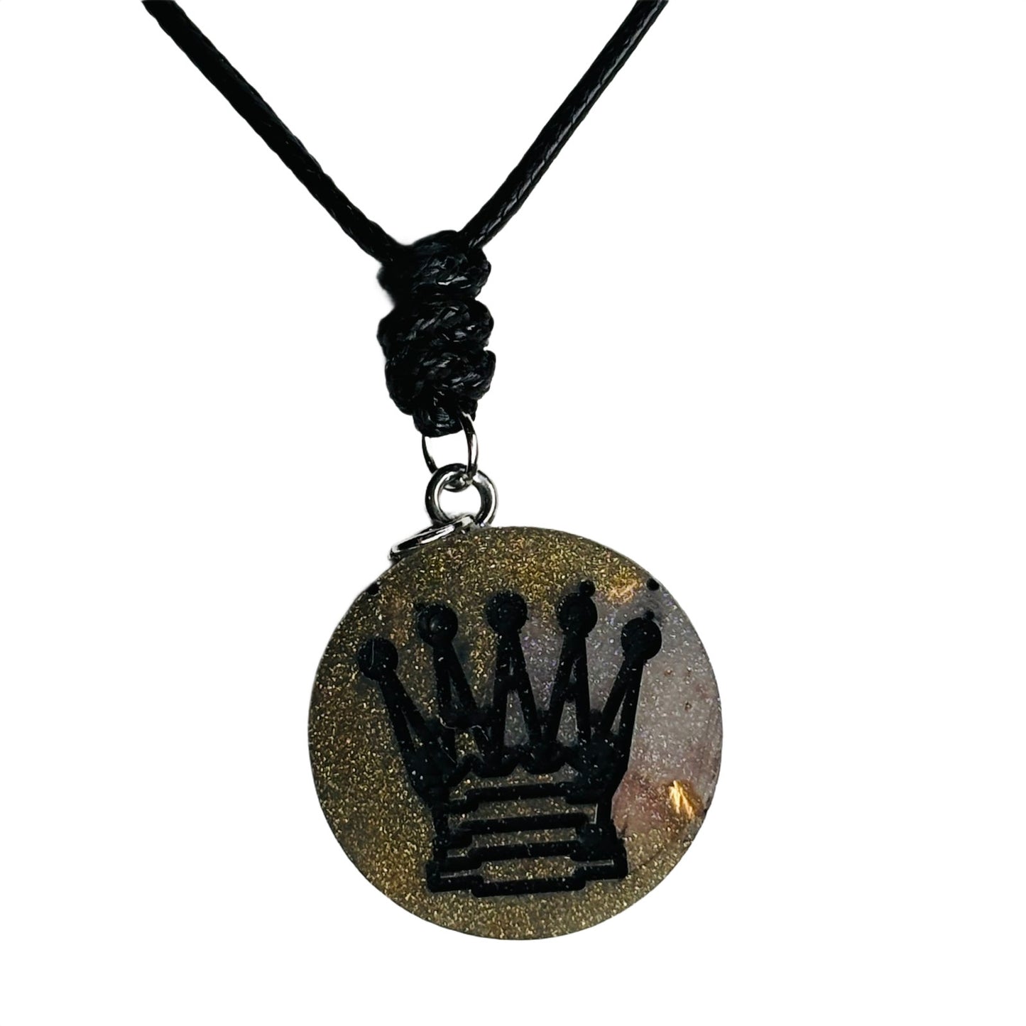 Dark Green Queen - Handmade Resin Chess Necklace
