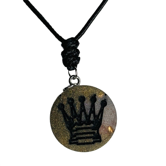 Dark Green Queen - Handmade Resin Chess Necklace