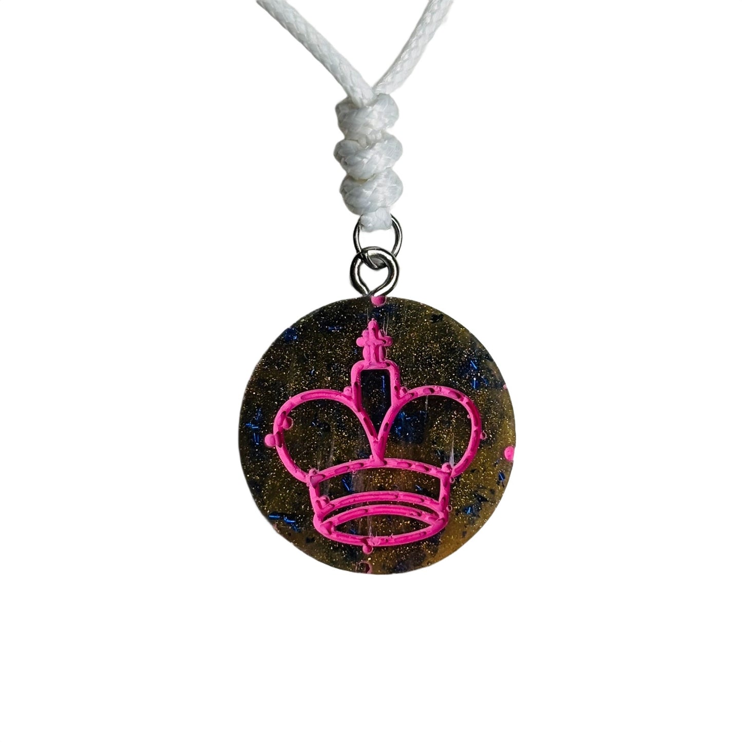 Pink Print King - Handmade Resin Chess Necklace