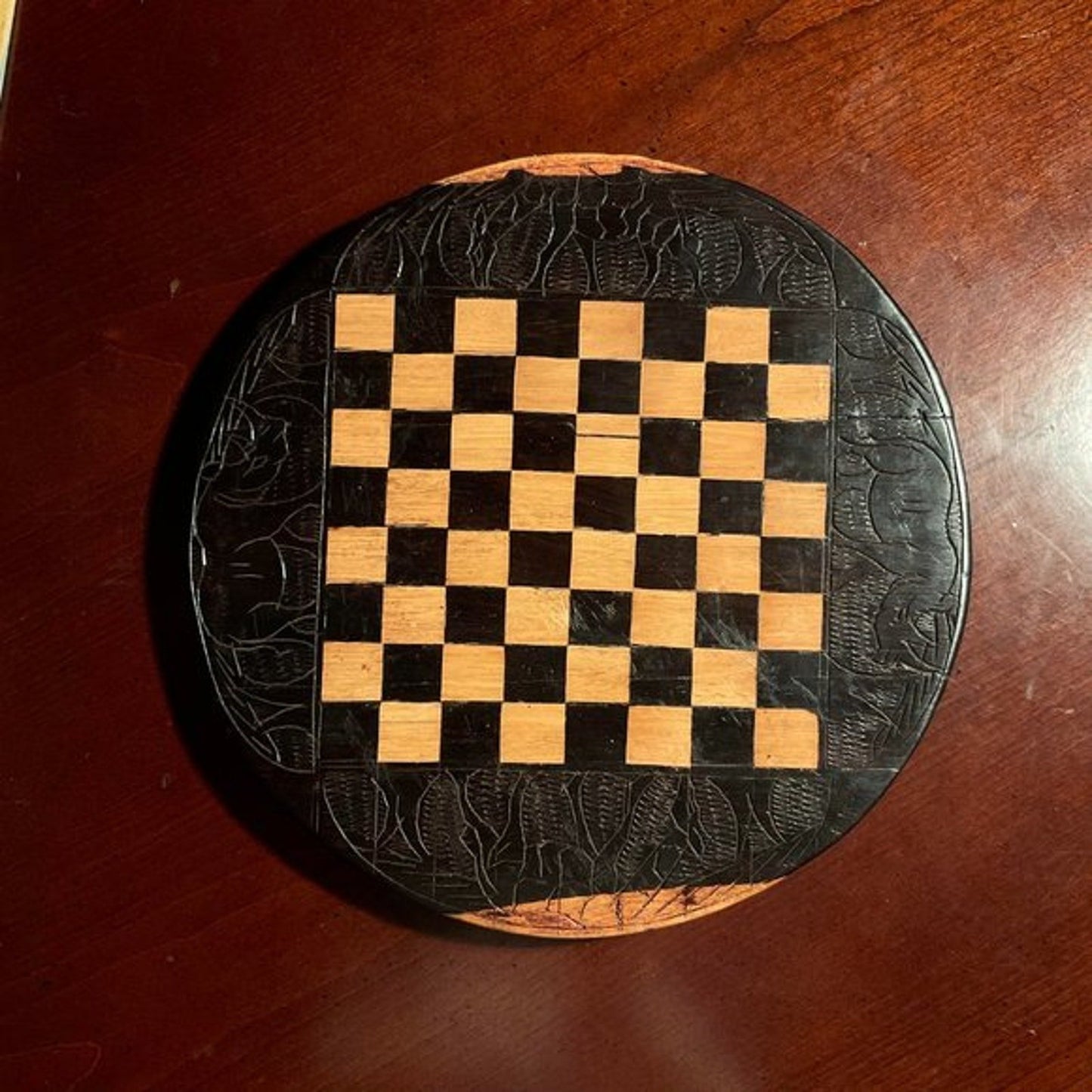 African Wood Carved Chess Board - Ebony Wood